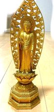 Vintage Metal Shaka Nyorai Shakyamuni Buddha Buddhist Statue H28×W9cm from Japan picture