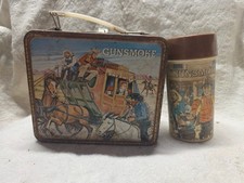 1973 Vintage Gunsmoke Metal Lunchbox With Thermos By Aladdin Industries picture