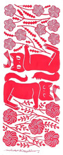 Makoto Kagoshima Tenugui cat red Japan picture