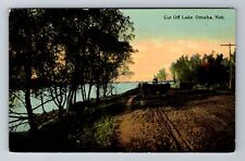 Omaha NE-Nebraska, Cut Off Lake, Antique Vintage Souvenir Postcard picture