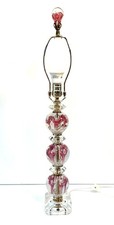 ⁠Vintage St Clair Murano Style Glass Paperweight Lamp Pink Calla Lily Bullicante picture