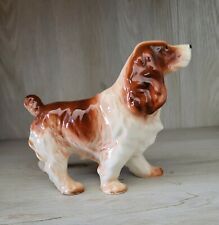 Spaniel Dog Porcelain Dog Figurine Japan Brown & White  picture