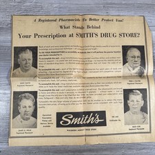 Vintage Smith’s Drug Store Print Advertisement Portsmouth OH 1950s Pharmacy picture
