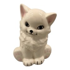 Vtg MCM Kitschy Japanese Cat Figurine Ceramic Big Eyes Persian Kitten picture
