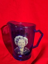 Vtg 1930s Shirley Temple Cobalt Blue Glass Pitcher Creamer Hazel Atlas Honeycomb picture