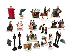 Vintage 1994 Mercuries Christmas Village 25 Pc Figurines Lamp Posts Holiday Set picture