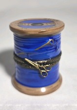 RARE MINT Rochard Limoges Trinket Box A STITCH IN TIME SPOOL RETIRED NEW picture