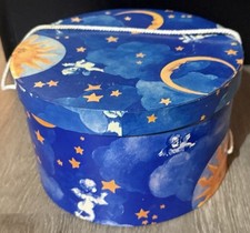 VTG Y2K 90s Celestial Hat Box Whimsical Sun Stars Astrology 13” Cherubs picture