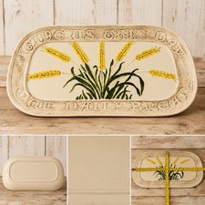 Vintage 1976 Holland Mold Our Daily Bread Ceramic Wheat Platter Hand Painted picture