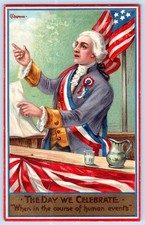 1907-10's 4th of JULY THE DAY WE CELEBRATE CHAPMAN EMBOSSED PATRIOTIC POSTCARD picture