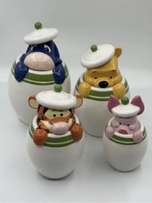 Vtg Disney Winnie the Pooh Tigger Piglet Eeyore Peek-A-Boo 4 Canister Set Green picture