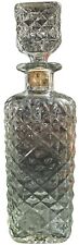 Vintage 11” Diamond Cut Crystal Whiskey Decanter W/ Shot Measuring Cork Stopper. picture