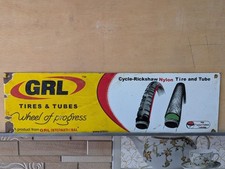 Vintage Old GRL Tires & Tubes Metal Sign Cycle-Rickshaw Tire Advertising Board picture