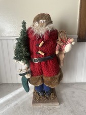 Vintage Old Word Standing Santa 19” Wood Base W/ Toys & Tree Dayton’s Hudson’s picture