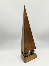 Vintage Copper Art Deco Unique Eclectic Sculptural Obelisk Made In India picture