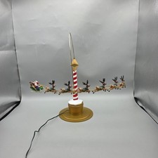 VTG Mr Christmas Floating Animated Tree Topper Santa & Reindeer Table Top VIDEO picture