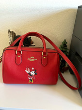 Coach Disney Minnie Mouse Red Leather Small Satchel Handbag w/ Shoulder Strap picture