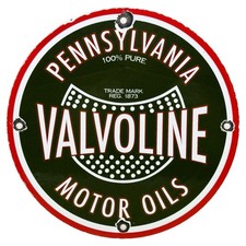 VINTAGE PENNSYLVANIA VALVOLINE MOTOR OILS PORCELAIN SIGN 100% PURE GAS STATION picture