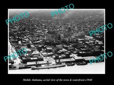 OLD LARGE HISTORIC PHOTO OF MOBILE ALABAMA AERIAL VIEW OF CITY WATERFRONT c1940 picture