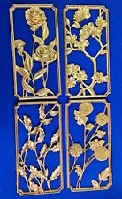 Vtg Syroco Gold Set of 4 MCM Four Season Floral Wall Plaques Hollywood Regency picture