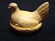 Vintage Yellow Ware Chicken Hen on Nest Covered Dish picture