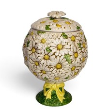Vintage Metlox Daisy Flower Topiary Bouquet Pedestal Cookie Jar Virgo Farm Decor picture