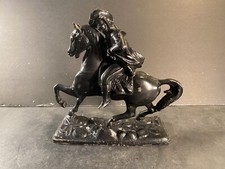 Vintage Cast-Iron Horse/Cavalier-Soldier Statue/Figure (Height: 9-3/4”) picture