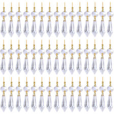 40PC Clear 38mm Crystal Chandelier Lamp Icicle Prisms Hanging Gold House Pendant picture