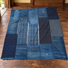 Japanese Vintage Indigo Boro Cotton Fabric 5 Panel Patchwork Textile From Japan picture