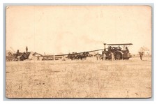 RPPC Paola KS ~ Threshing crew Steam tractor  Farming implement  traction picture