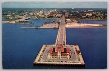FL, St. Pete, Tampa Bay, Municipal Pier, Aerial View, Vintage Postcard picture