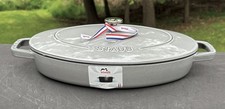 Staub Cast Iron 33cm Oval Gratin Pan 2-1/4 Qt. Graphite Grey Made In France picture