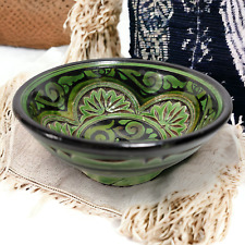 Morracan Trinket Dish Bowl Small Green Hand-Painted Carved Read Description Plz picture