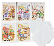 Busy Betsy Get Well Greeting Cards Set of 5 With Envelopes NOS 1970s Vintage picture