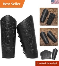 Medieval Leather Bracers Dragon Embossed Viking Leather Bracers Leather Arm A... picture