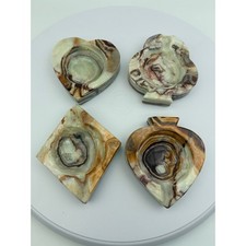 Vintage Onyx Stone Card Suit Ashtray Set Heart Spade Diamond Club 4 Piece picture