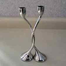 Set of Vintage Chrome Nickel Finish Curved Candlesticks Intertwining picture