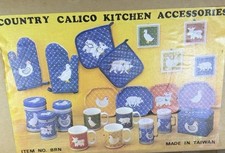 Country Calico Kitchen 1980’s  Set Farm Animals  Never opened rare NOS picture