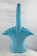 WESTMORELAND BLUE MILK GLASS SMALL BASKET WITH HANDLE picture