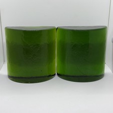 Vintage Blenko Emerald Green Half Moon Glass Bookends Wayne Husted MCM Pair picture