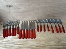 Vintage Bakelite Red Peerless Flatware Spoons Knives Forks 20 Pieces picture