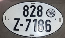 AUTHENTIC VINTAGE WEST GERMAN OVAL TEMPORARY EXPORT LICENSE PLATE picture