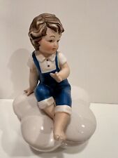 Little Boy Figurine Keepsake Ceramic Trinket Box  picture