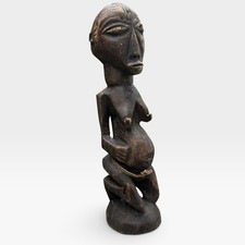 Antique Luba Hemba Maternity Statue Carved Wood Ancestor Fertility Figure Congo picture