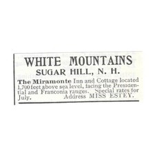The Miramonte Inn And Cottage Ms Estey Sugar Hill NH 1903 Magazine Ad SAG6-S11 picture