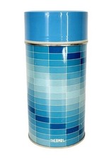 Vintage 70s Thermos King Seely Blue Check Pint Size Cup Stopper Metal Thermos picture