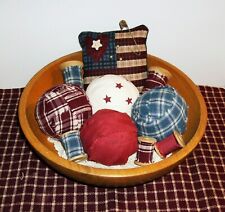 Primitive farmhouse Americana bowl fillers-10 pcs-rag balls-spools-pin cushion picture