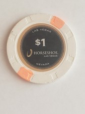 1.00 Chip The Horseshoe Casino Black Ctr Version Las Vegas Nevada picture