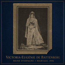 VICTORIA-EUGENIE DE BATTENGERG QUEEN OF SPAIN LARGE PORTRAIT WEDDING 1906 picture
