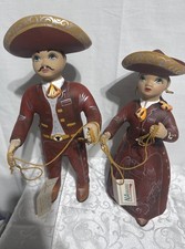 VTG Navarro Juan & Lupita Ceramic Dolls  Charro & Charra Mexican Folk Art Signed picture